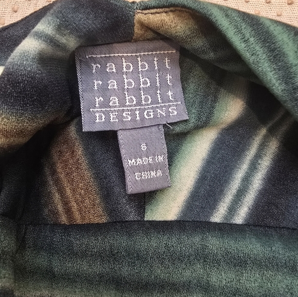 Rabbit Rabbit Rabbit Designs Green Striped Dress Size 6 V-Neck Stretch - Picture 5 of 8